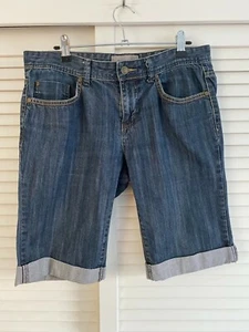 Max Azria Mid Blue Denim Bermuda Long Jean Shorts Ladies Size 28 Festival - Picture 1 of 8