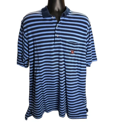 Polo de golf Ralph Lauren vintage para hombre XXL a rayas de algodón con logotipo de escudo azul Foto 1 de 4