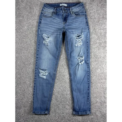 Pantalones de mezclilla ajustados LLO desgastados rasgados lavado claro para mujer talla 3 Foto 1 de 4