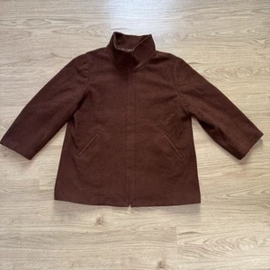 Eileen Fisher Jacket Womens Sz L Brown Wool Full Zip Casual Read Description - Picture 1 of 7