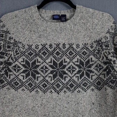 Suéter de nailon de lana de cordero moteada gris XL diseño nórdico Fair Isle para hombre Foto 1 de 4