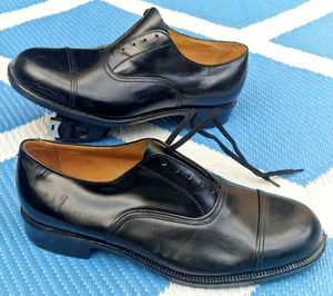 Vintage ' Bata Black Leather Formal Shoes ' British Army Officer Size 7L New *** - Picture 1 of 5