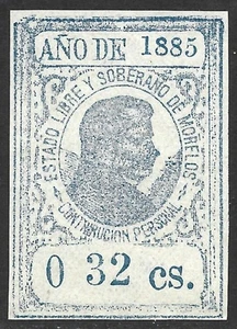 Mexico Revenue 1885 State Issues Morelos 0 32cs. Blue #M299 VF. CV $1.00 - Picture 1 of 2