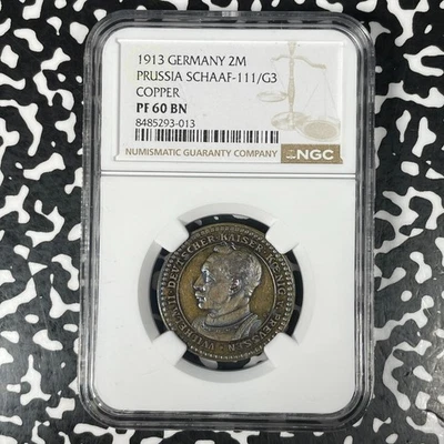 Alemania Prusia 1913 2 marcos Karl Goetz patrón NGC PR60BN #G1314 ¡Prueba! Foto 1 de 3
