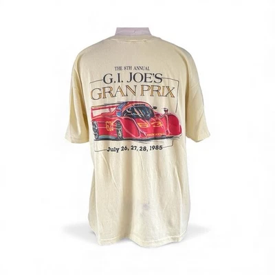 Винтажная футболка 80-х GI Joes Gran Prix размер XL одинарный шов 1985 желтая 8th ANV - Изображение 1 из 4