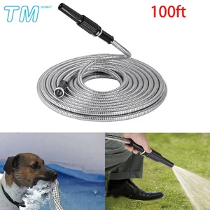 Manguera de agua de jardín de acero inoxidable ligera de alta calidad 100 pies - Imagen 1 de 8