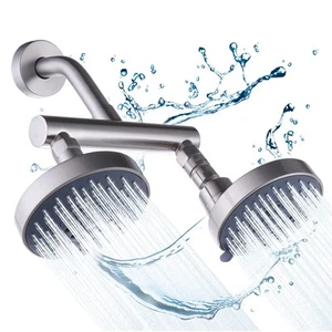 Double Shower Head with Shut-Off Valve, Bathathroom High Pressure Dual Fixed ... - Picture 1 of 9