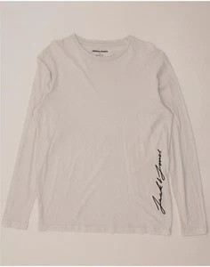 JACK & JONES Mens Graphic Top Long Sleeve Medium White Cotton AK10 - Picture 1 of 3