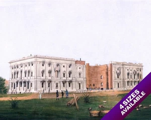 UNITED STATES CAPITOL RUINS 1812 WAR BRITISH FIRE PAINTING PRINT ON REAL CANVAS - Picture 1 of 47