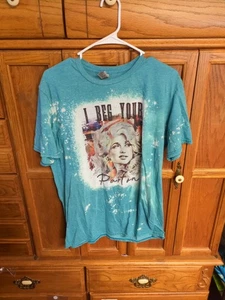 Dolly Parton "I Beg Your Parton" Large Blue T Shirt - Picture 1 of 2