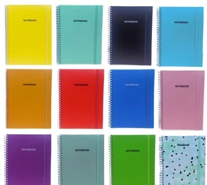 Cuaderno A5 A4 Doble Alambre Wiro Encuadernado Plástico Cubierta Forrada Bloc de Notas Oficina Uso Escolar - Imagen 1 de 28