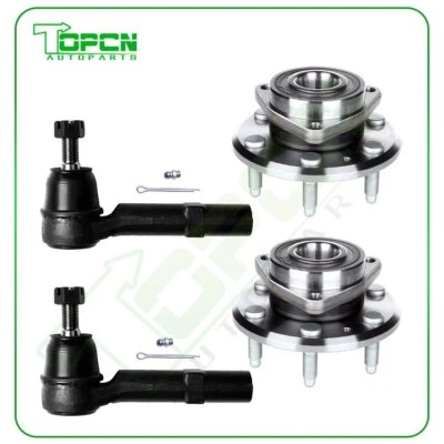 4Pc Front Steering Tie Rod End Kit Wheel Hub Bearing For 2008-2015 Buick Enclave Foto 1 de 4