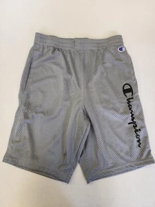 Champion Shorts Youth Boy L Athletic Breathable Silver Logo Spell Out Pockets - Picture 1 of 10