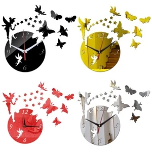 DIY 3D Mirror Acrylic Wall Clock Sticker Fairy Stars for Butterfly Living Room D - Picture 1 of 9