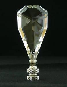 LAMP FINIAL-LEADED CRYSTAL LAMP FINIAL***ARCTIC ICE*** WITH SATIN NICKEL BASE - Picture 1 of 7