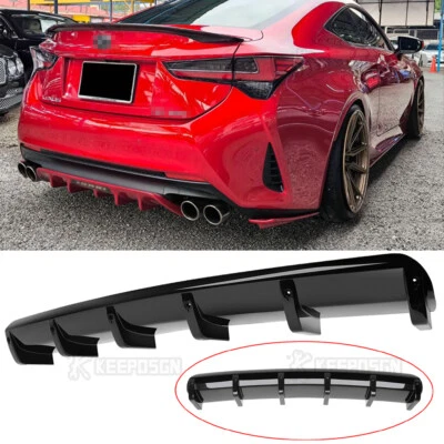 For Lexus RC300 RC350 Glossy Black 6 Shark Fin Rear Diffuser Bumper Spoiler Lip - Image 1 of 4