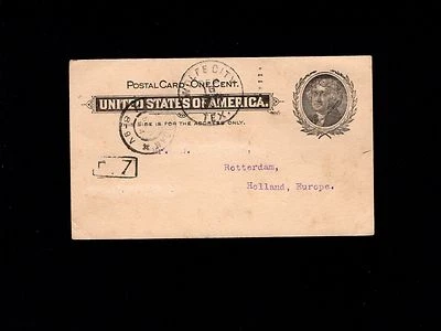 STAMP DEALER Wolfe City Texas Postal Card - Holland 1904 Stamps Message 9o - Image 1 of 2