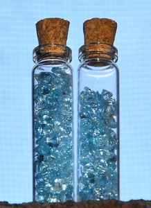 Stunning Aquamarine Crystal Inside A Glass Bottle – Handcrafted & Faceted - Picture 1 of 7