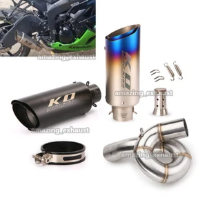 Exhaust Mid Pipe Connecting 51mm Muffler For Kawasaki Ninja ZX6R ZX636 2009-2022 - Picture 1 of 11