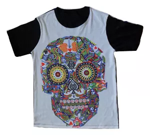 Mens Mexican Dia de los Muertos Skull T-Shirt Day of the Dead Medium Large XL - Picture 1 of 2