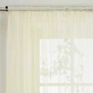 Cream cafe net curtain 2mt at 12ins drop slot top plain - Picture 1 of 2