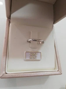 Anello fedina fede fascetta fermanello fermafede in oro bianco 18 kt bombata - Foto 1 di 11