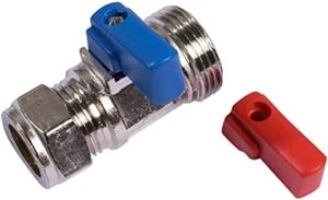 Waschmaschine Geschirrspüler warm und kalt gerader Hahn Ventilanschluss, silber - Bild 1 von 1