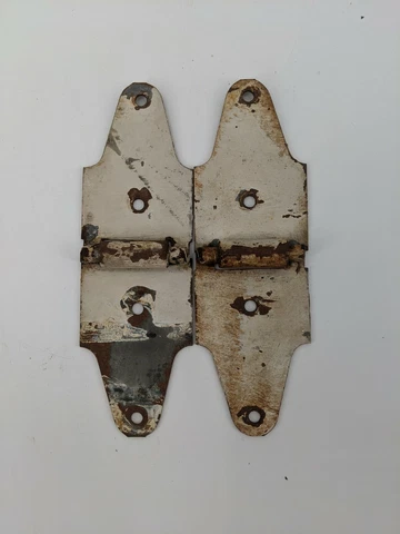 Vintage Rustic Pair Of Cabinet Door Hinges White Color Patina Cover