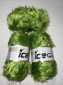 3 Skein Lot Ice Turkey Eyelash Green Yarn New Novelty Eyelash Yarn 300g - Picture 1 of 6