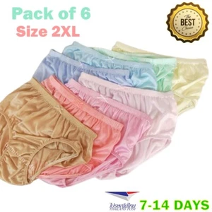 6x VTG Style Silky Soft Nylon Underwear Shiny Classic Plus Size 2XL High Waist P - Picture 1 of 13