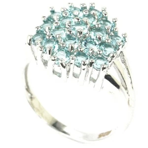 ANILLO DE AGUAMARINA PLATA DE LEY Y CIRCONIOS PARA BODA,COMPROMISO ORIGEN BRASIL - Imagen 1 de 4