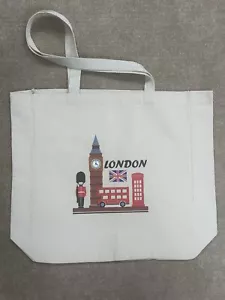 London Tote Bag 100% Cotton Reusable Shopper Bags Eco Friendly Beach Bag - Picture 1 of 8