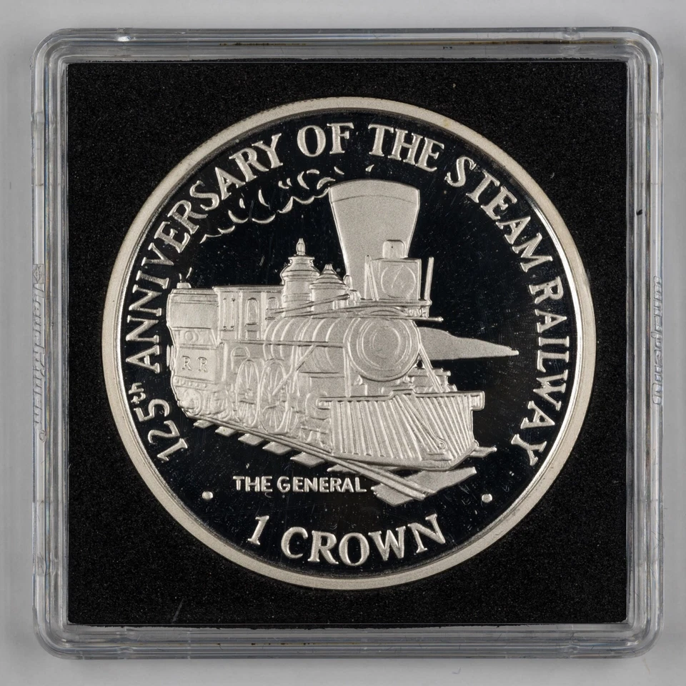 1998 Isle of Man Anniv. of Steam Railway The General crown silver proof - Image 1 of 4