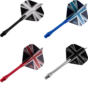 Aluminium Dart Stems Shafts + Standard Union Jack Darts Flights Combo Set - Picture 1 of 5