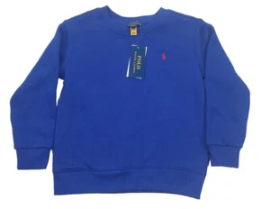 NWT Polo Ralph Lauren Boys Size 6 Blue Classic Crewneck Sweatshirt Red Pony New! - Picture 1 of 12