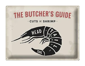 Blechschild Garnele 40x30 cm Cuts of shrimp Fisch Metall Deko Schild tin sign - Bild 1 von 5