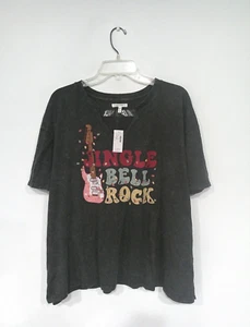 NEW Maurices Womens Jingle Bell Rock Graphic Tee Plus Size 2X Notch Neck 214738Y - Picture 1 of 7