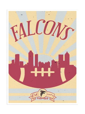 Atlanta Falcons Poster Print Sunset Wall Art Man Cave Decor 12x16" Cover