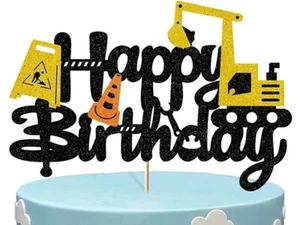 Excavator Construction Birthday Cake Topper Decorations for Children 6.7"x4.49" - Picture 1 of 4