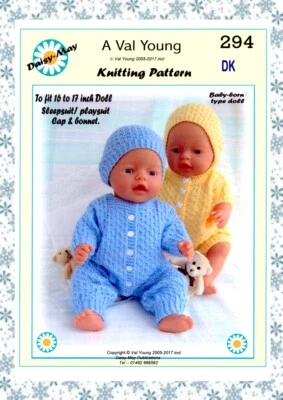 DOLLS KNITTING PATTERN no. 294 for BABYBORN. A Val Young Pattern