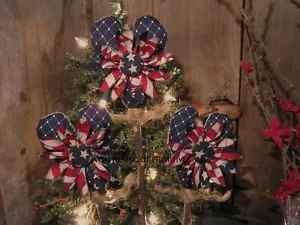 3 Flag Star Heart Patriotic JULY 4th Handmade Primitive Stick Poke Tuck - Picture 1 of 2