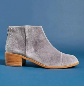 Anthropologie Velvet Ankle Boots Boot Size 8.5 Great Cond Blue Gray - Picture 1 of 14