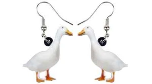 Pendientes de ganso de acrílico - lindas joyas de animales de granja, planos, acrílico ligero - Imagen 1 de 7