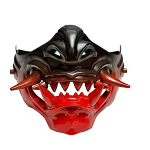 Japanese Monster Hannya Mask Demon Oni Samurai Half Face Custom (Black & Red) - Picture 1 of 6