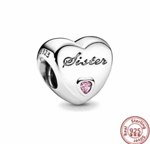 💖 SCHWESTER SISTER Herz Charm Anhänger für Pandora Armband 925 Silber 💖 - Bild 1 von 2