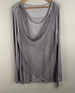 Soft Surroundings Women L Purple Silk Crinkle Overlay Long Sleeve Asymmetrical  - Picture 1 of 5