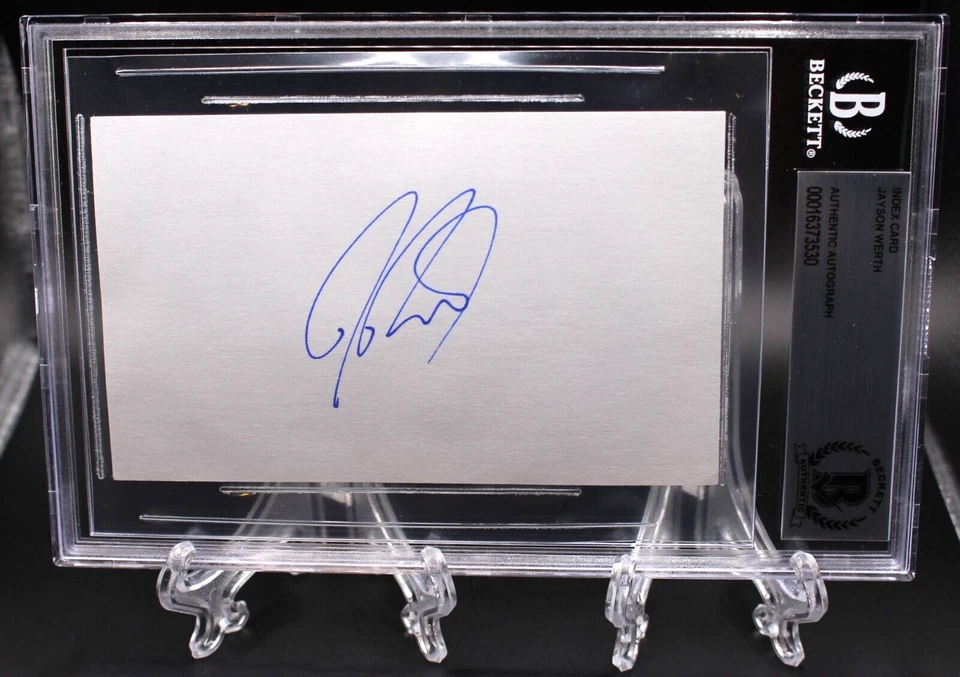 JAYSON WERTH PHILLIES WSC SIGNED INDEX CARD BECKETT BAS AUTHENTIC SLAB BGS - Image 1 of 2