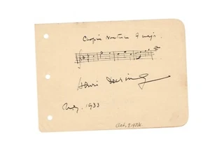 CONCIERTO PIANISTA HENRI DEERING NOTA MUSICAL AUTÓGRAFO EN LA PÁGINA DEL ÁLBUM - Imagen 1 de 1