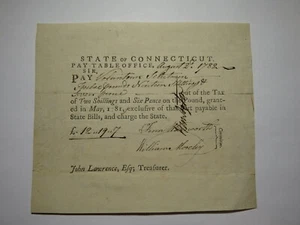 1782 Connecticut Pay Table Office Colonial Currency Note Bill! Wadsworth/Mosley - Picture 1 of 2