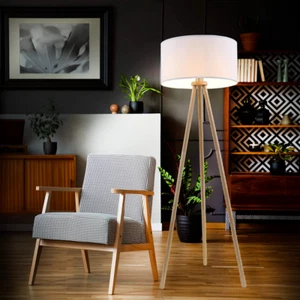 Brilo FLOOR - Lampada Soggiorno Paralume in Tessuto Bianco E27 148X50 CM - Imagen 1 de 5